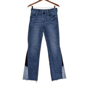 Kut From The Kloth 4 Kelsey High Rise Cut Off Flare Jeans Blue Dark Wash Denim